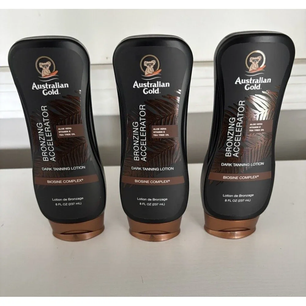 Australian Gold Dark Tanning Accelerator Lotion with Bronzer, 8 Ounce, New Packa